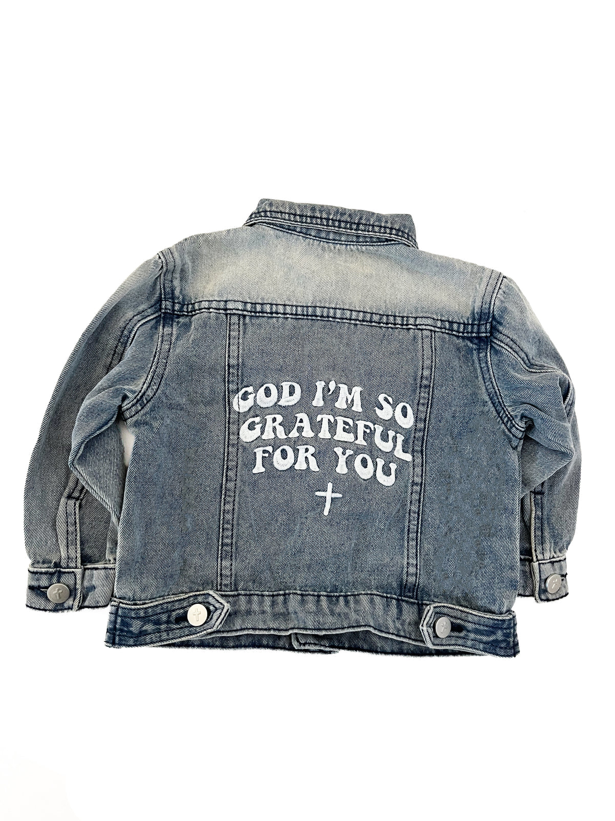 God I'm So Grateful Children's Embroidered Denim Jacket