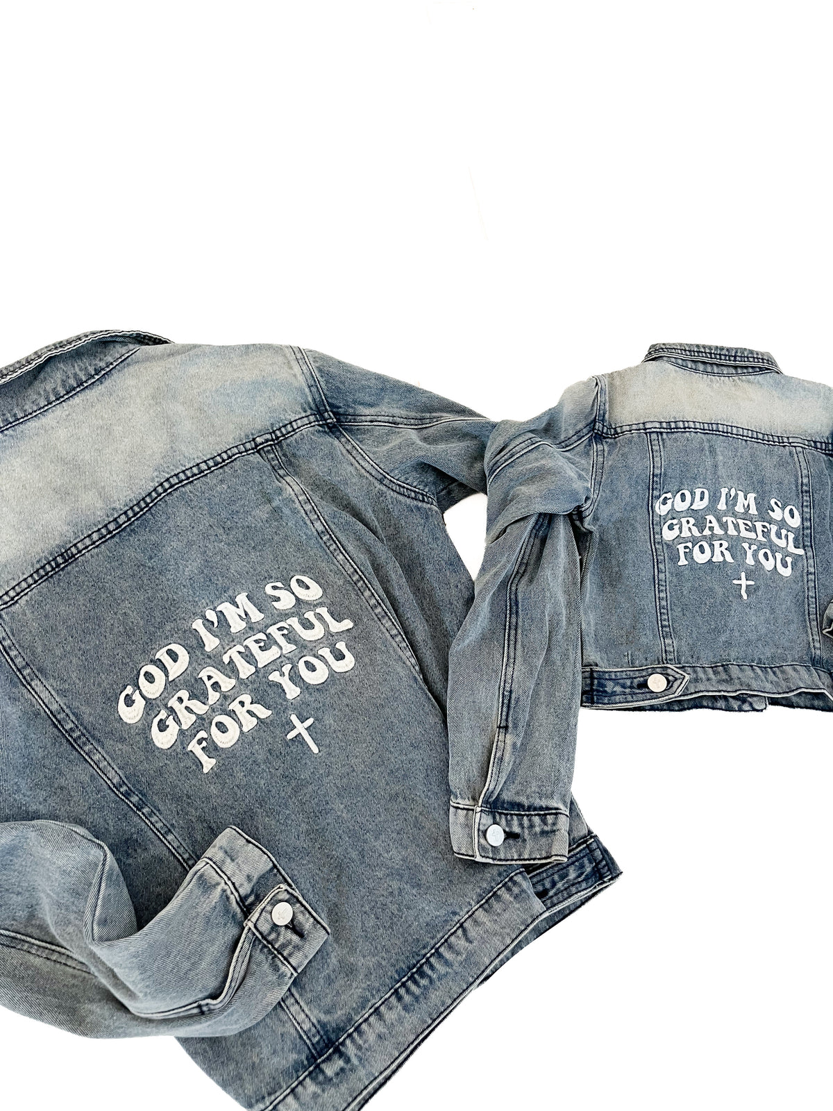 God I'm So Grateful Children's Embroidered Denim Jacket