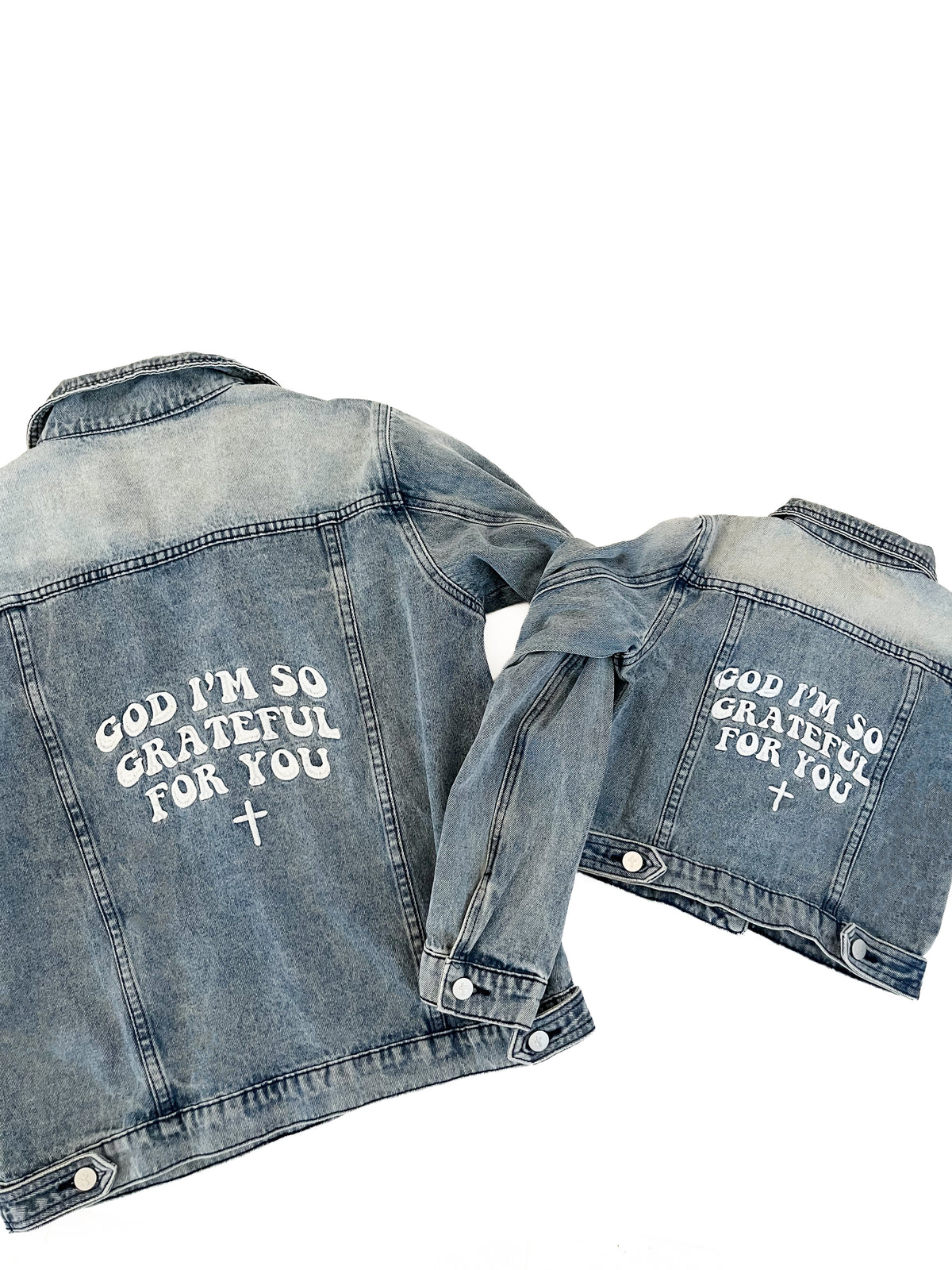 God I'm So Grateful Children's Embroidered Denim Jacket