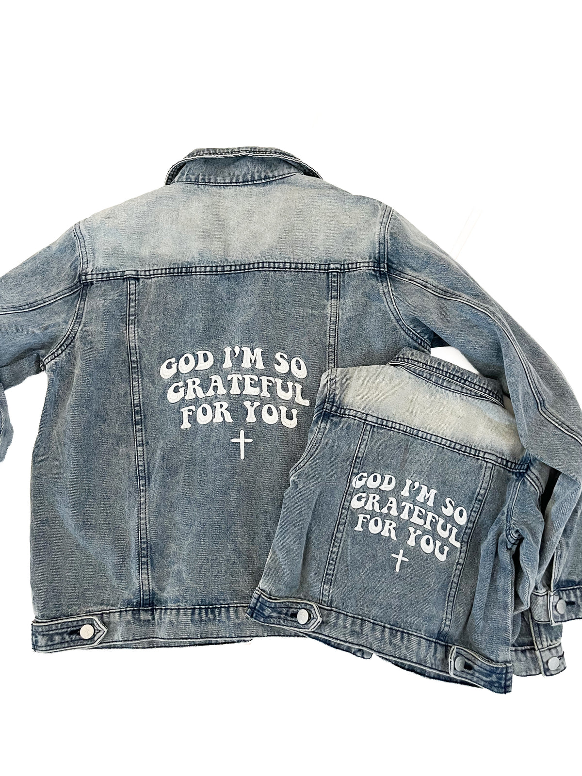 God I'm So Grateful Women's Embroidered Denim Jacket