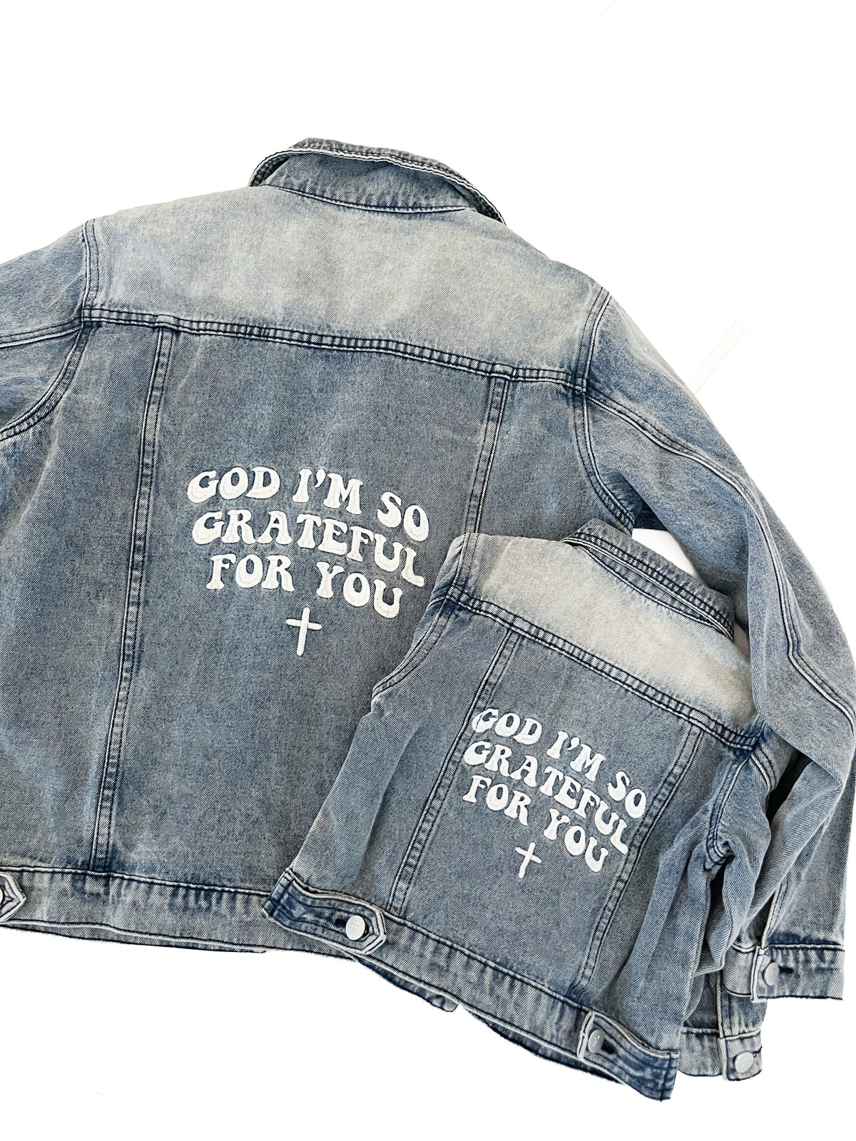 God I'm So Grateful Children's Embroidered Denim Jacket