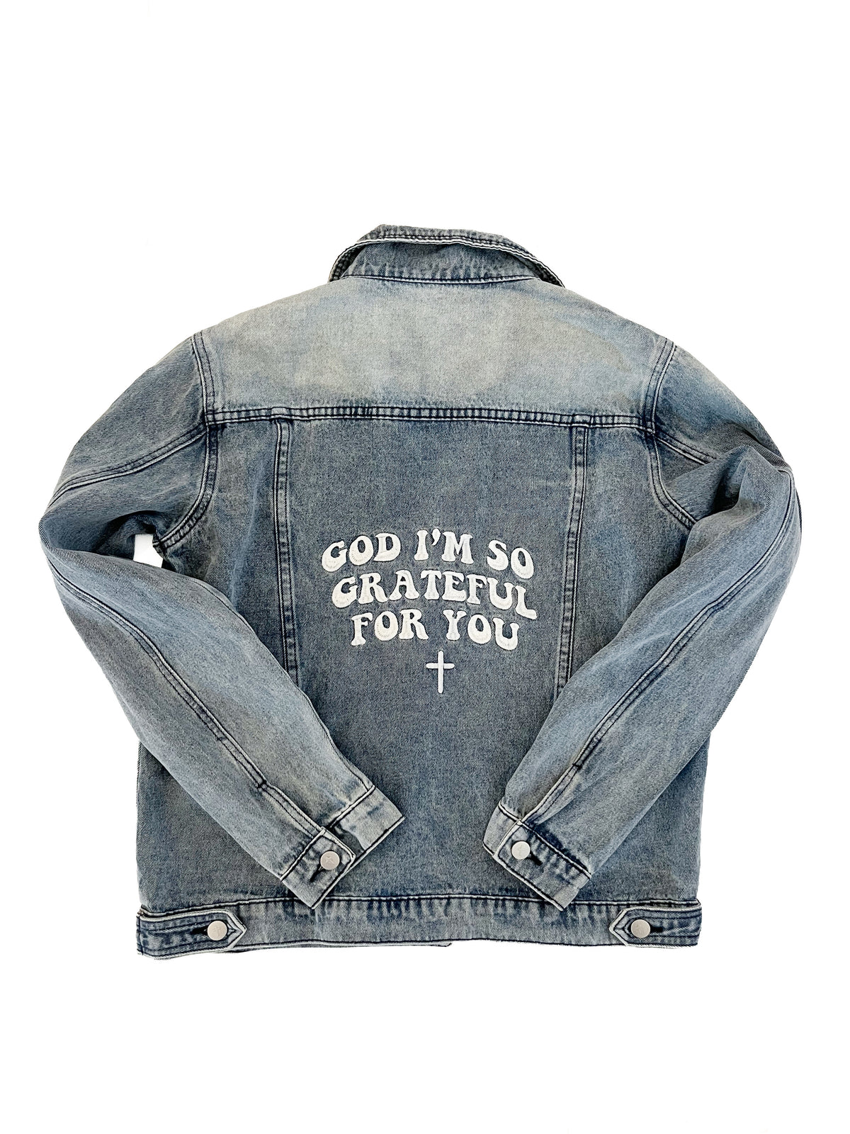 God I'm So Grateful Women's Embroidered Denim Jacket