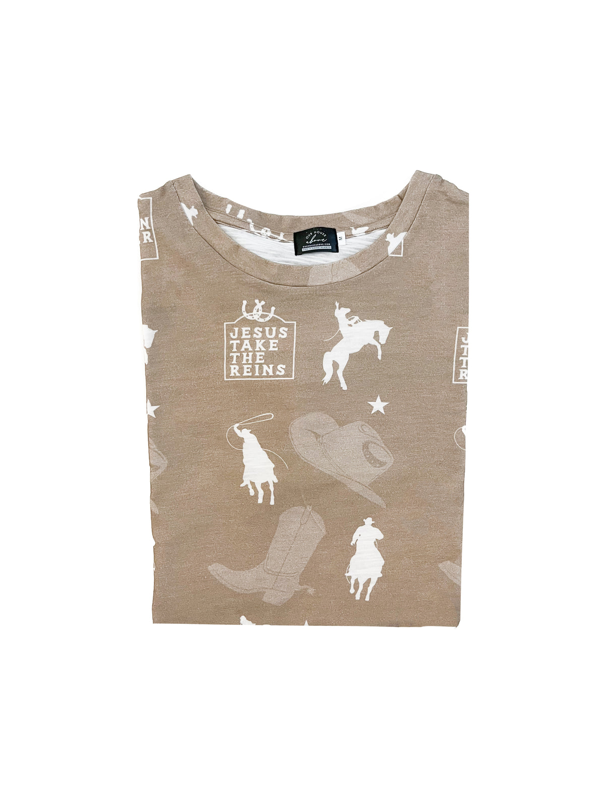 Jesus Take the Reins Cowboy Adult Tee