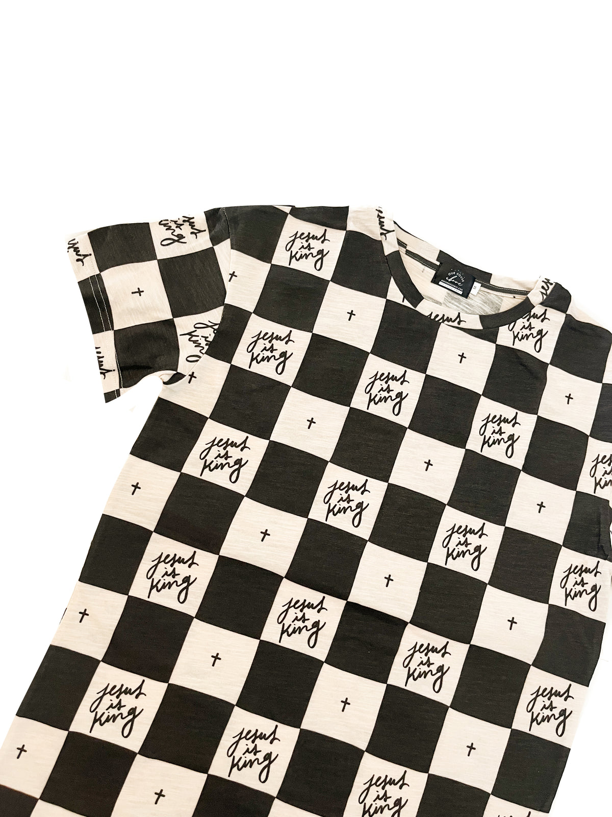 Jesus is King Checker Adult Tee