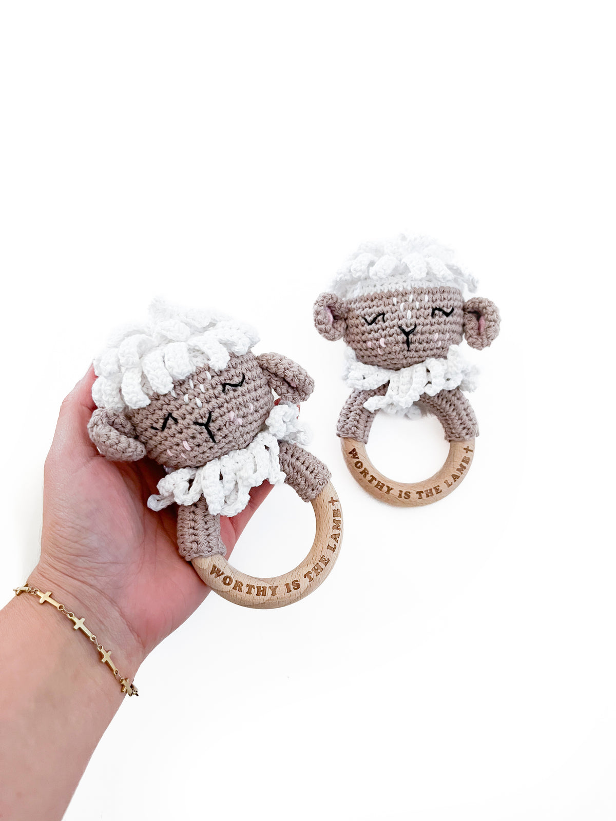 Worthy is the Lamb Knitted Teether Rattle
