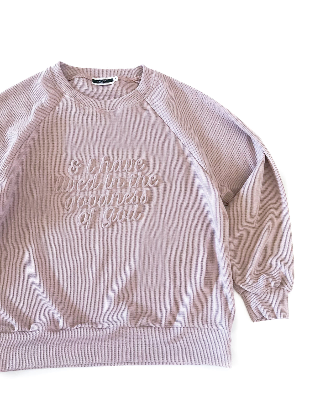 In The Goodness Of God Waffle Womens Crewneck