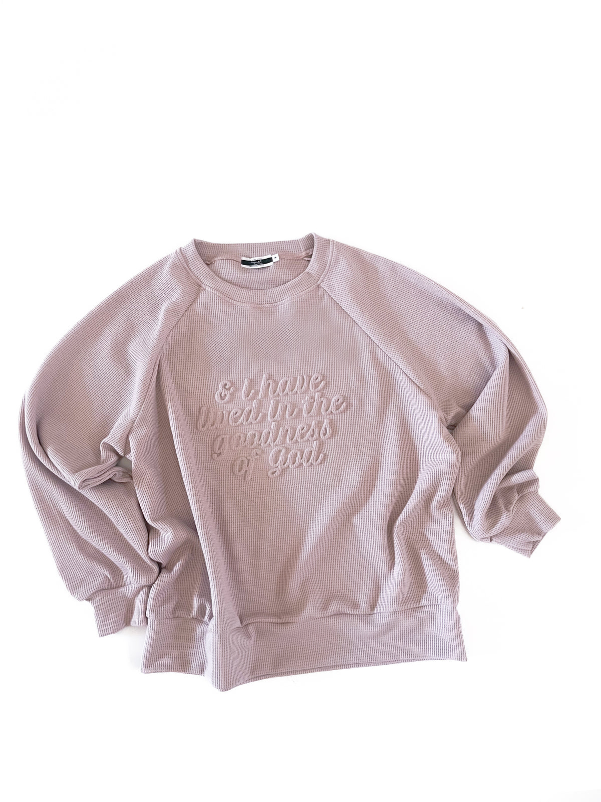 In The Goodness Of God Waffle Womens Crewneck