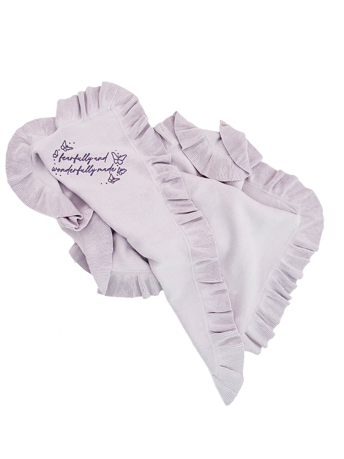 Fearfully and Wonderfully Made Knit Ruffled Blanket