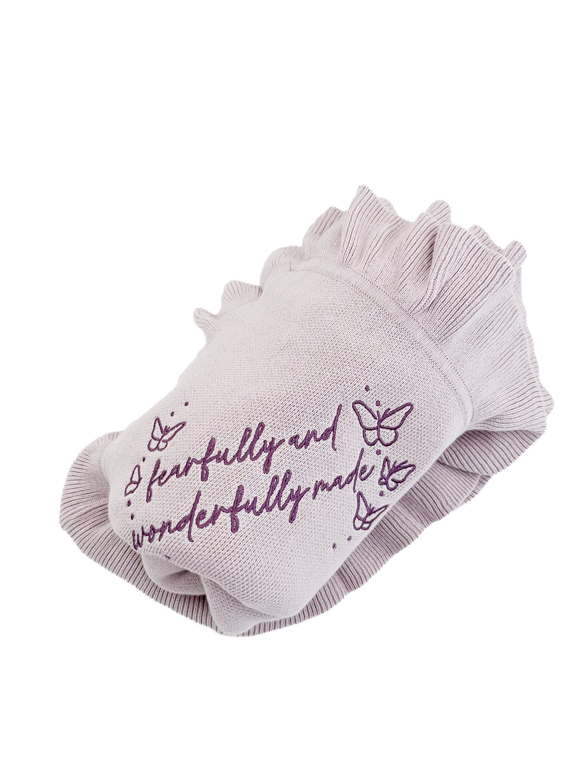Fearfully and Wonderfully Made Knit Ruffled Blanket