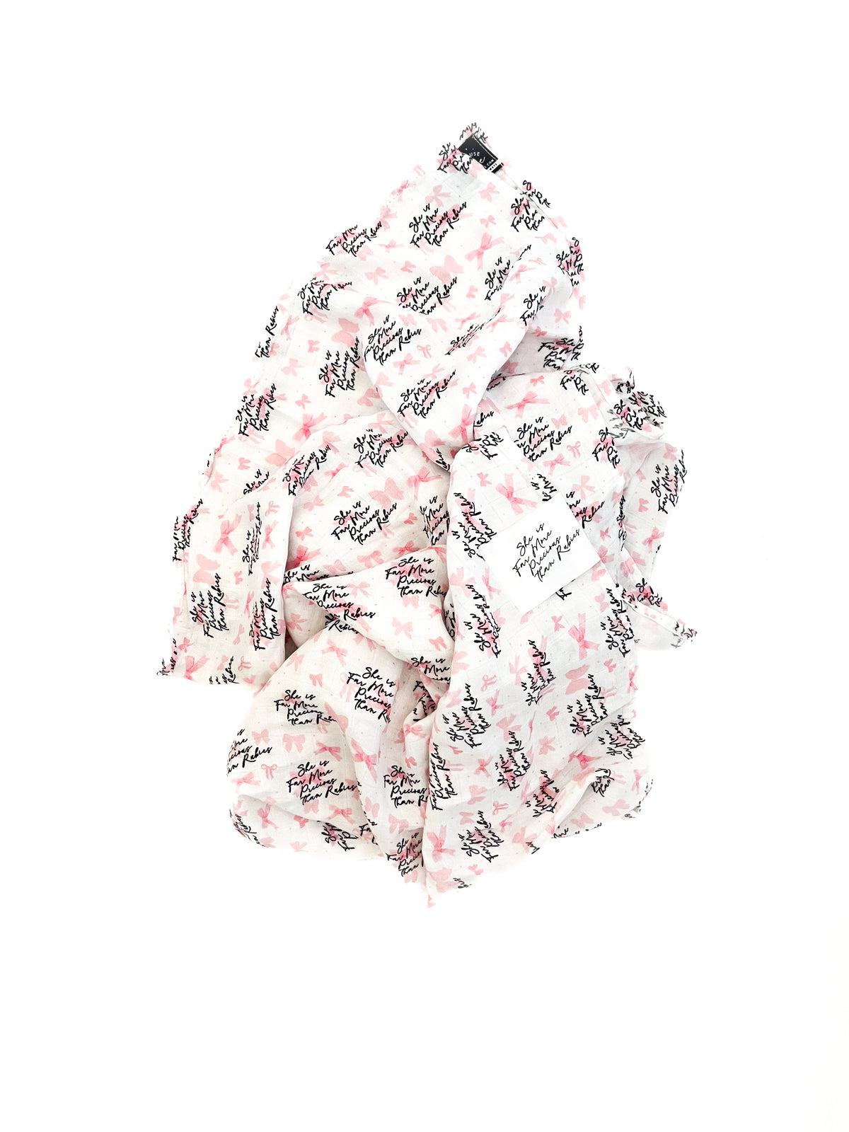 She is Far More Precious Bow Swaddle Blanket