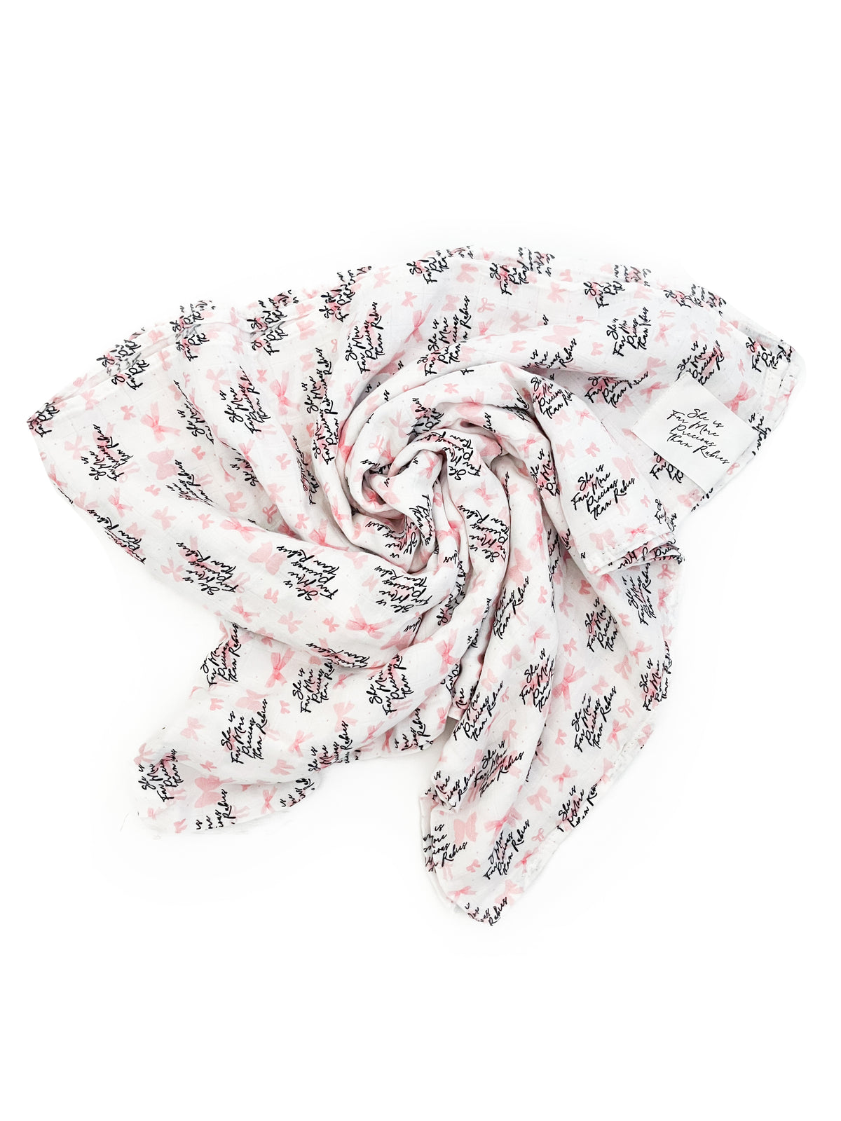She is Far More Precious Bow Swaddle Blanket