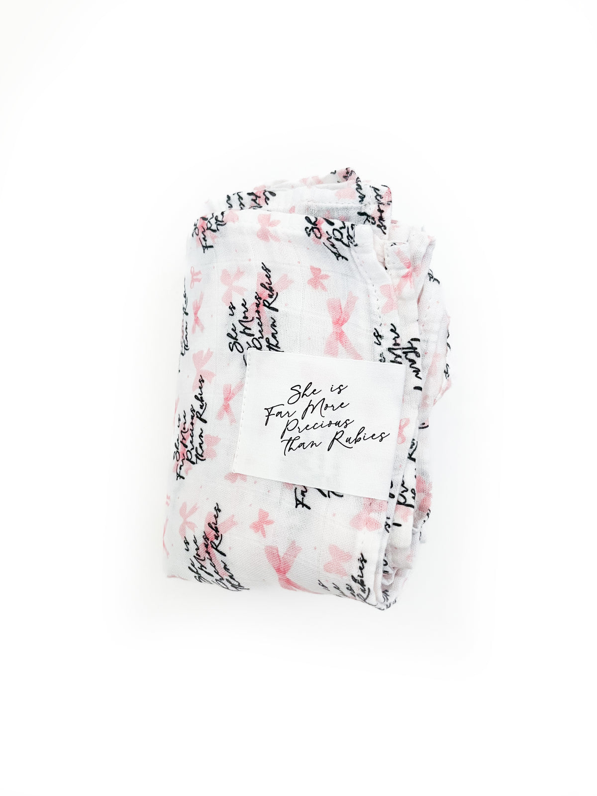 She is Far More Precious Bow Swaddle Blanket