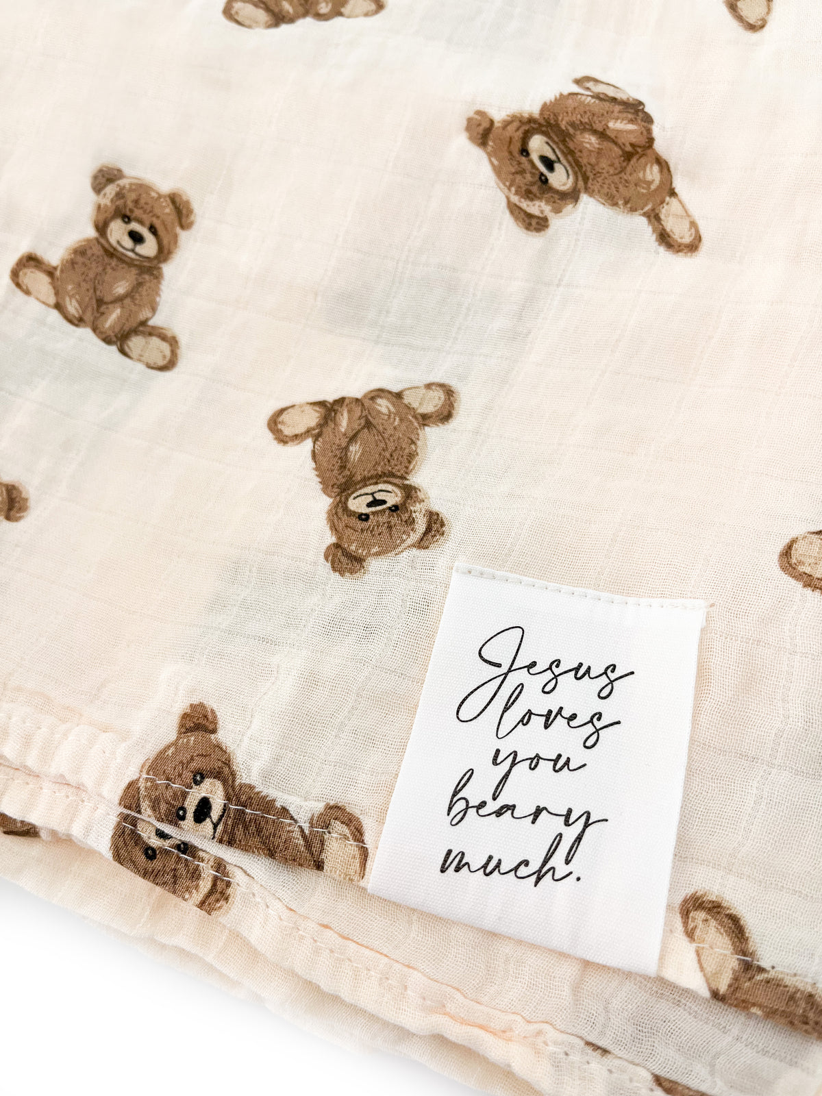 Jesus Loves You Beary Much Swaddle Blanket