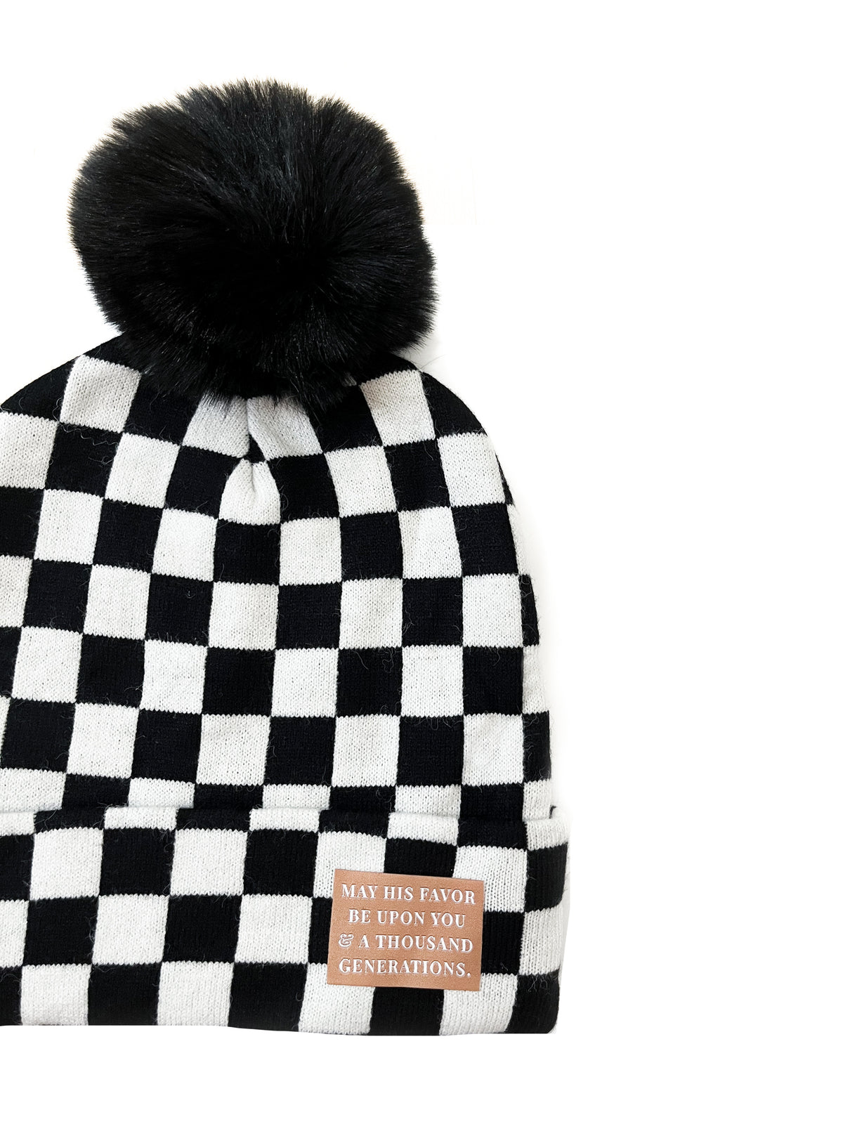 May His Favor Checker Pom Beanie