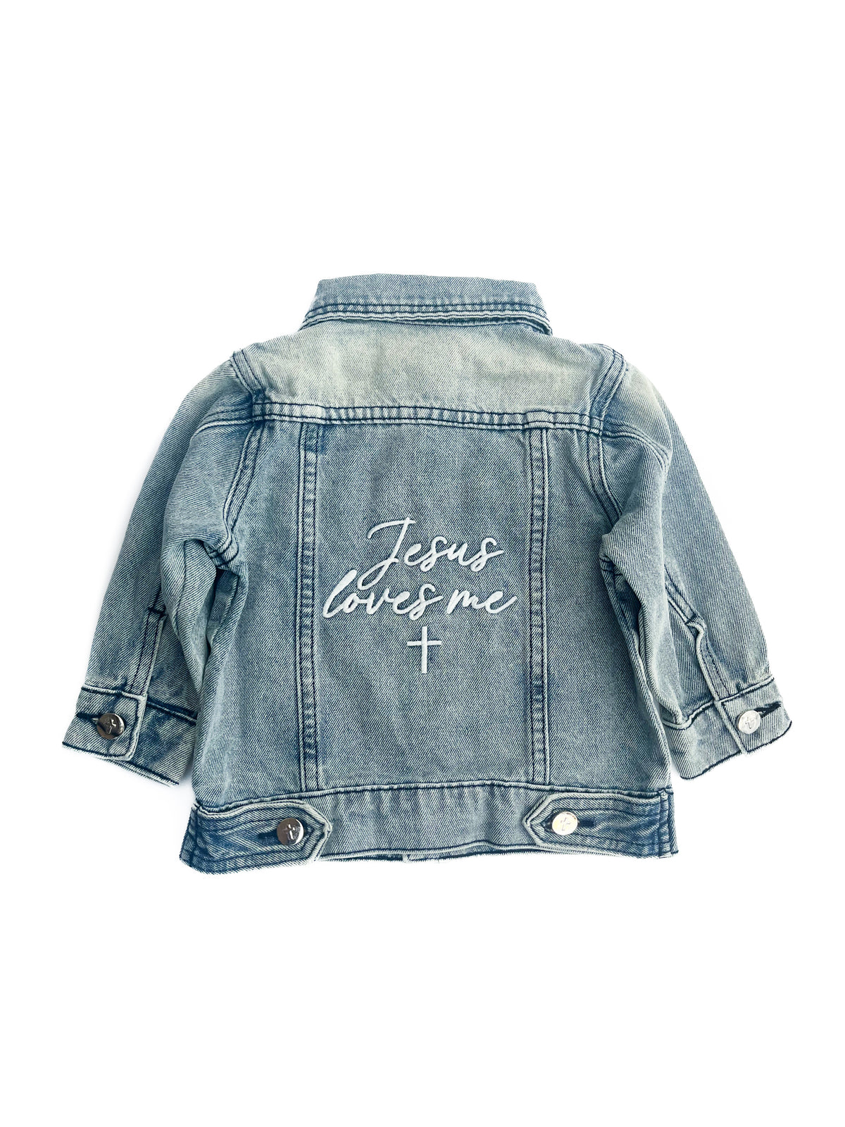 Jesus Loves Me Embroidered Denim Jacket