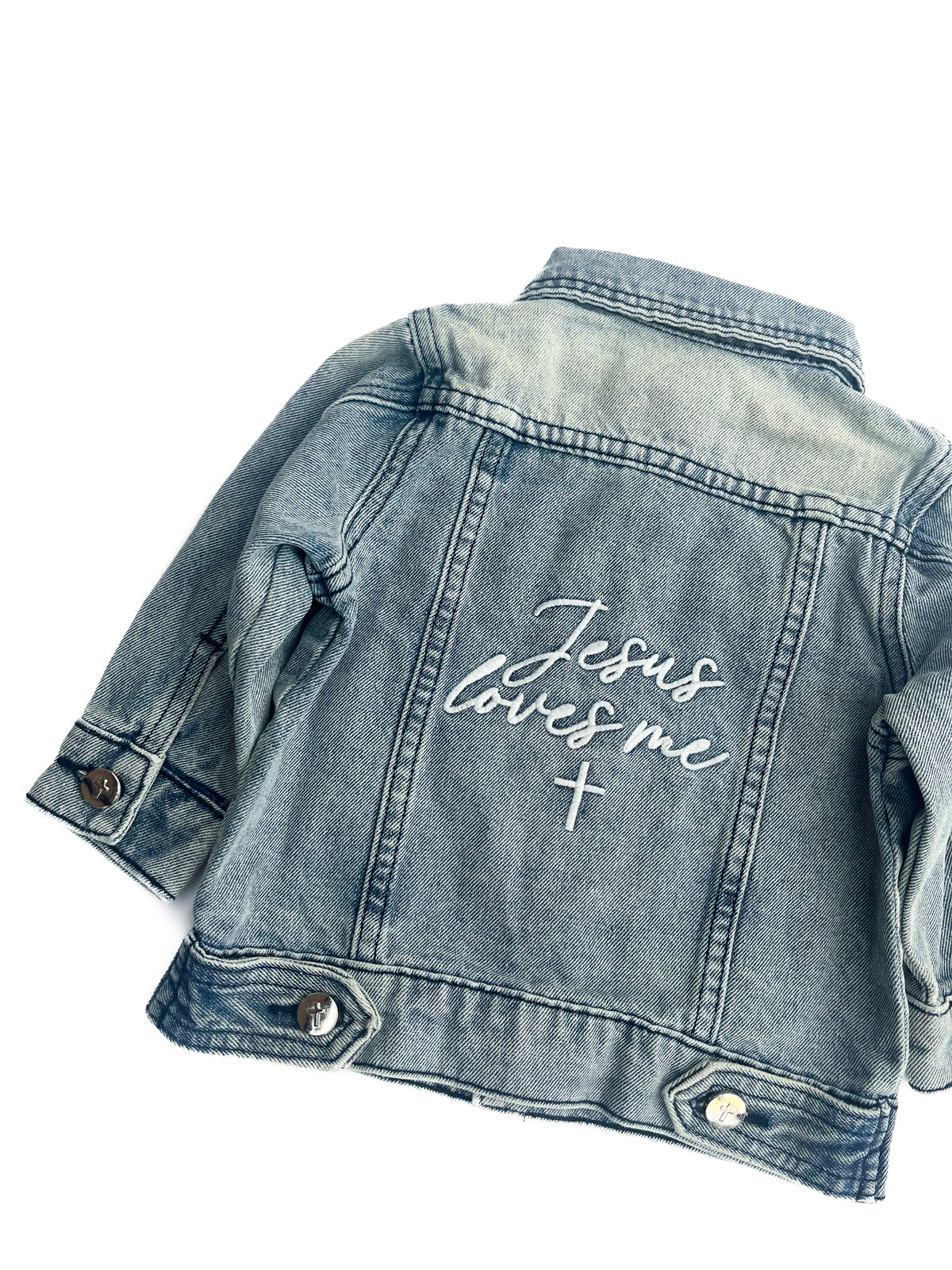Jesus Loves Me Embroidered Denim Jacket