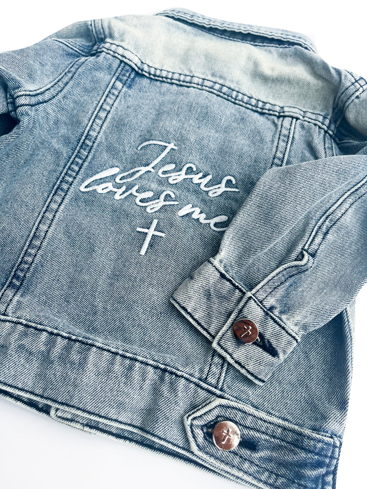 Jesus Loves Me Embroidered Denim Jacket
