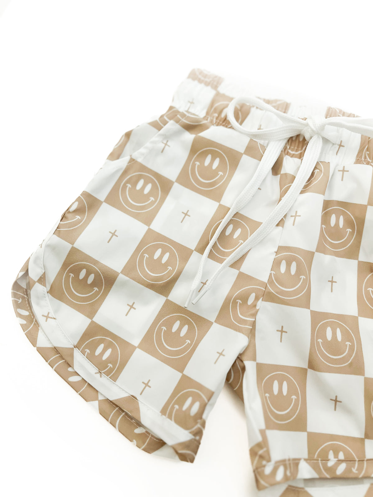 Smiley Face & Cross Swim Shorts