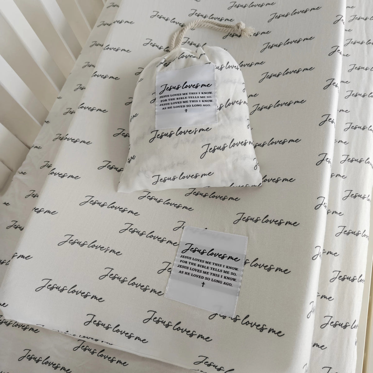 Jesus Loves Me Crib & Changing Pad Sheet Set
