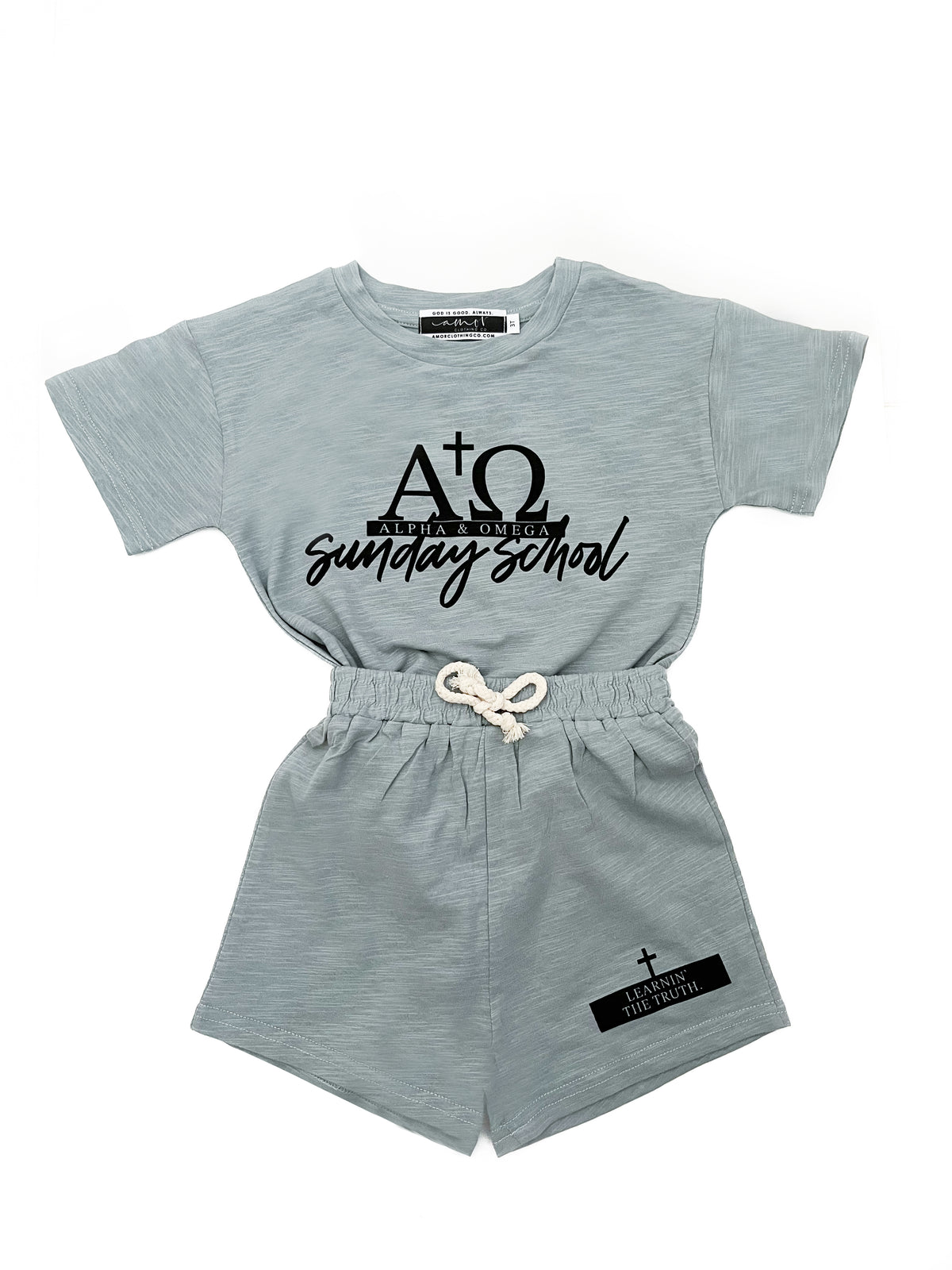 Alpha & Omega Sunday School Shorts & Tee Set