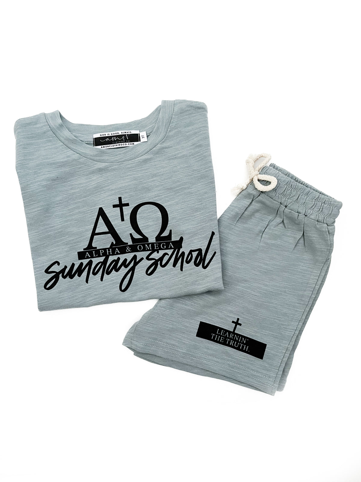 Alpha & Omega Sunday School Shorts & Tee Set