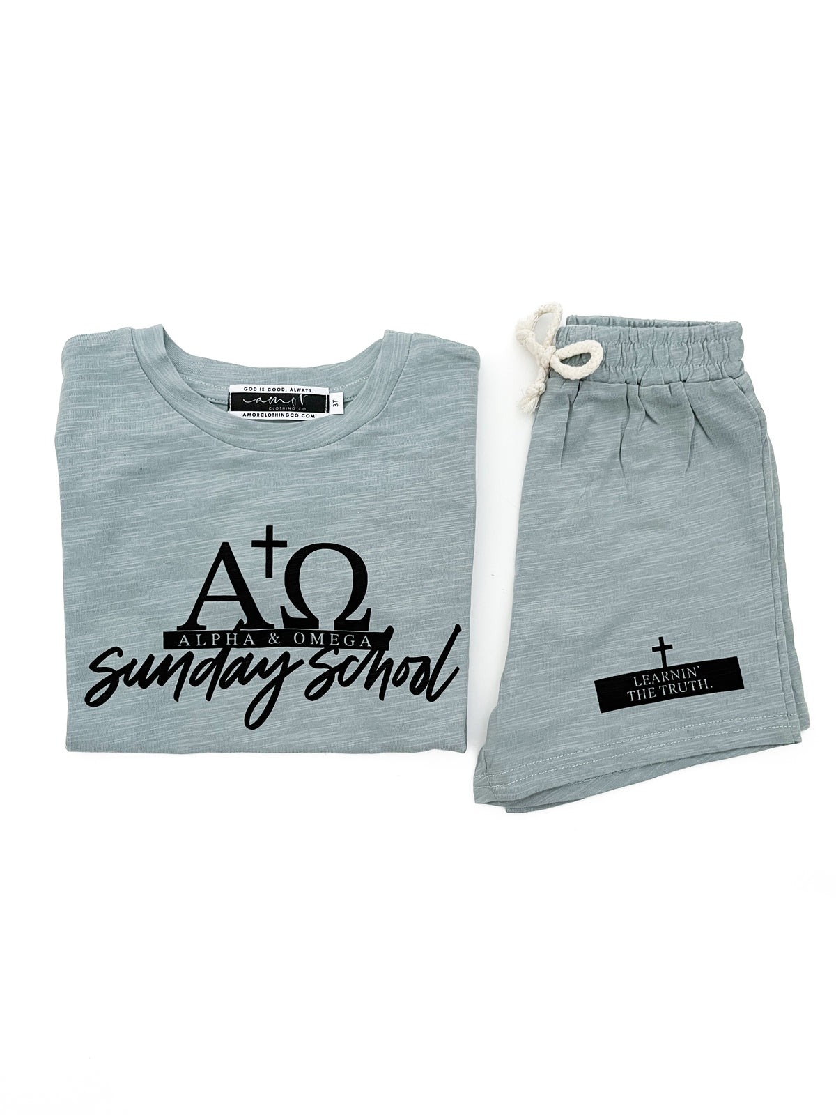 Alpha & Omega Sunday School Shorts & Tee Set