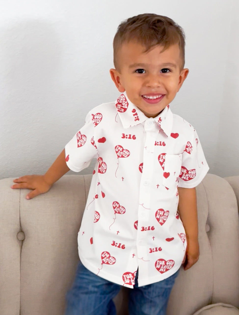 For God So Loves Me Collared Shirt