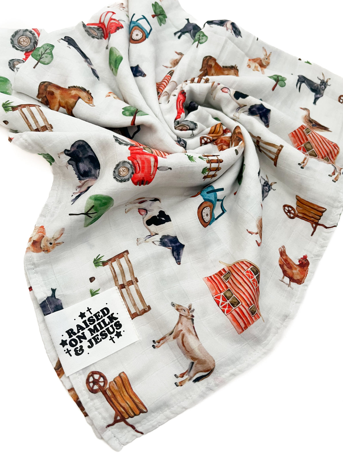 Raised On Milk & Jesus Farm Swaddle Blanket