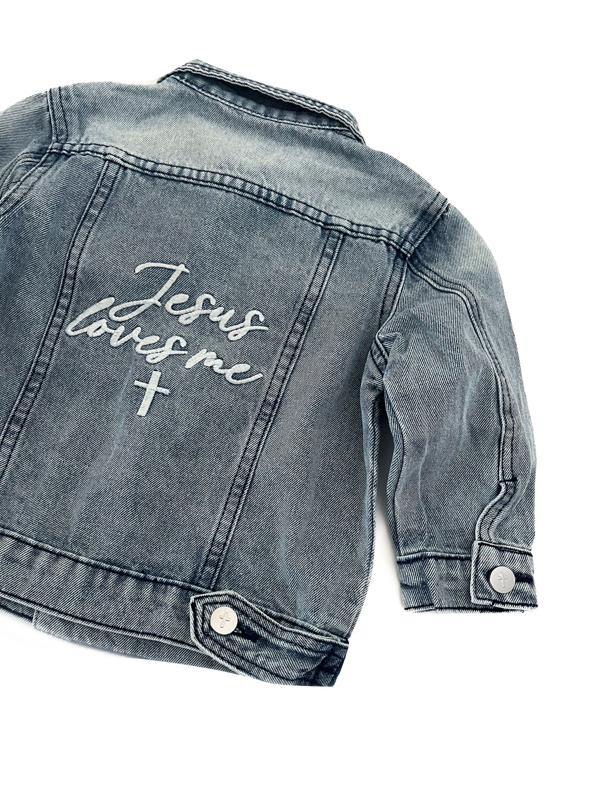 Jesus Loves Me Embroidered Denim Jacket