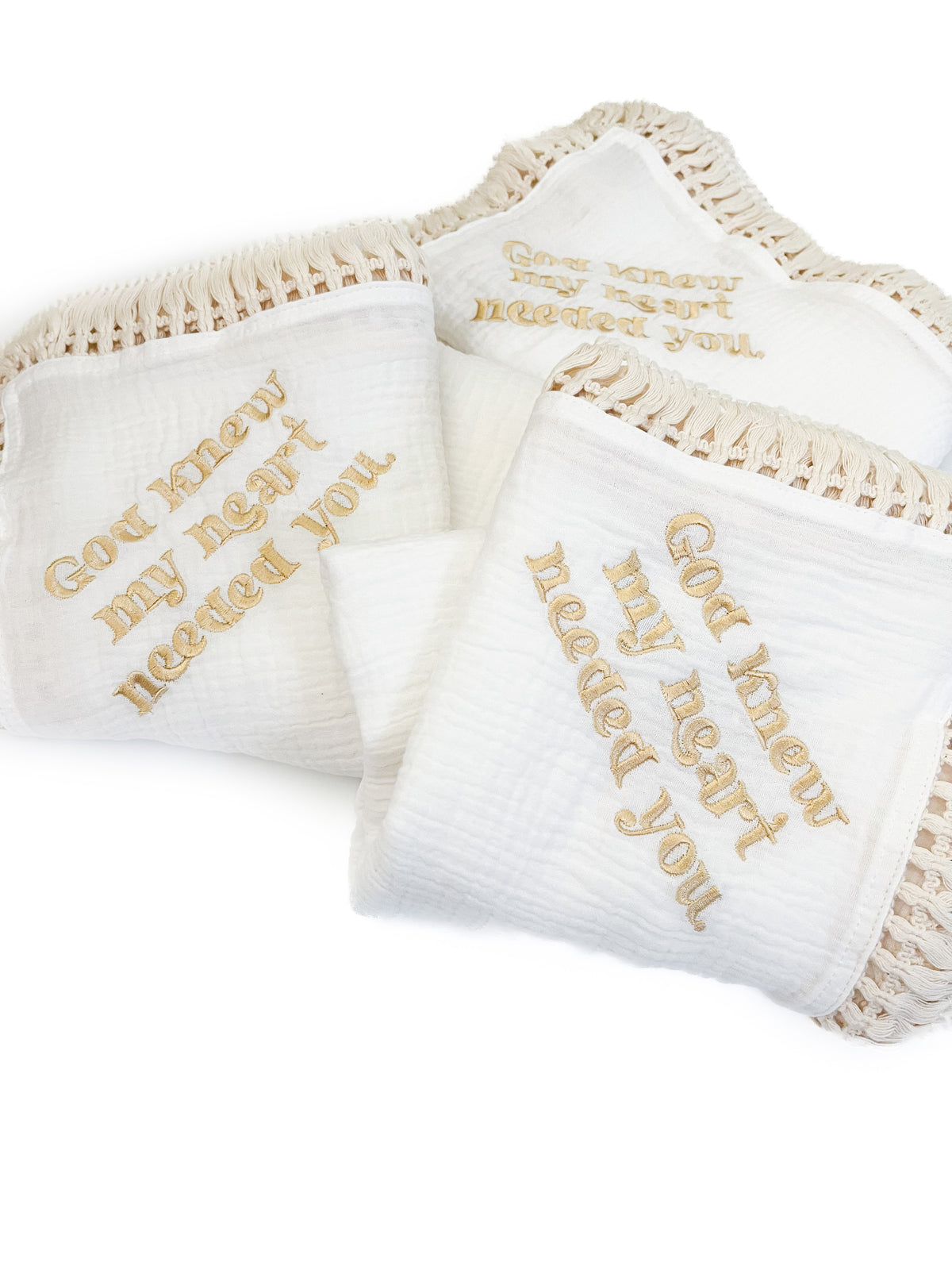 God Knew My Heart Needed You Tassel Swaddle Blanket