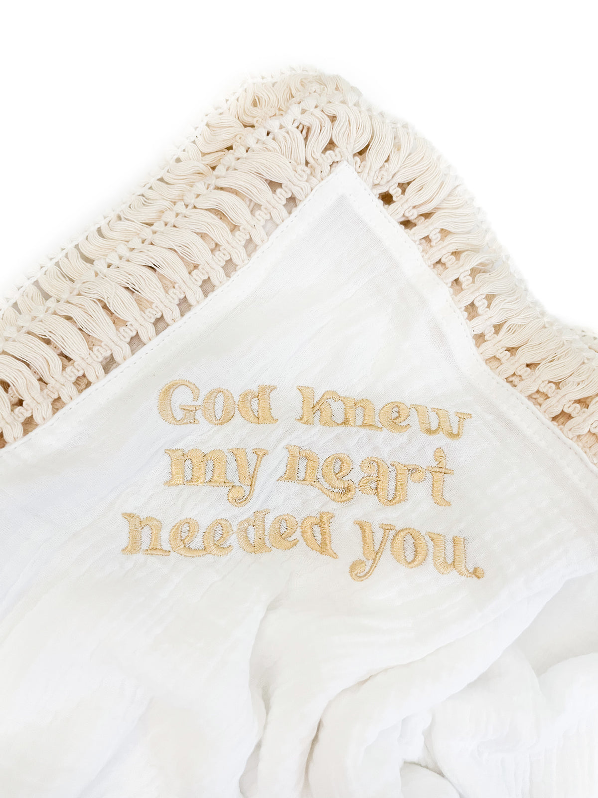 God Knew My Heart Needed You Tassel Swaddle Blanket