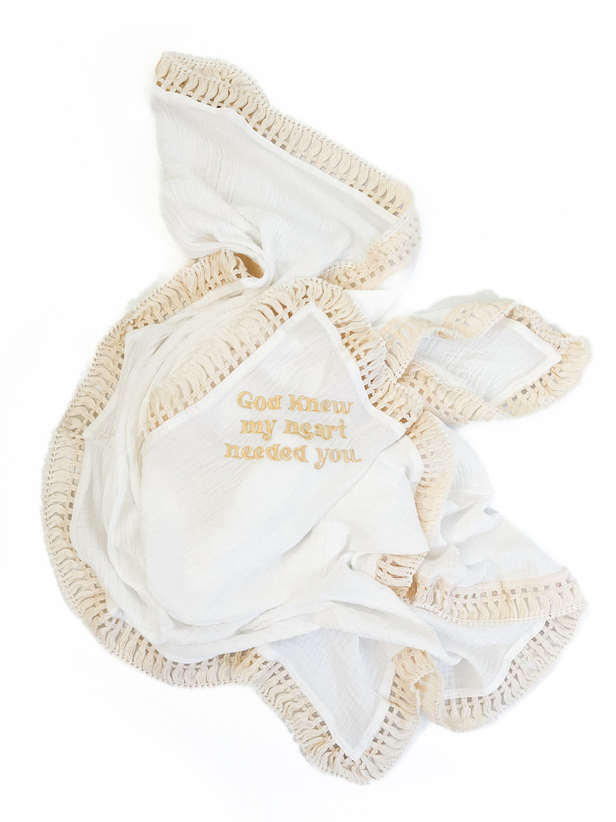 God Knew My Heart Needed You Tassel Swaddle Blanket