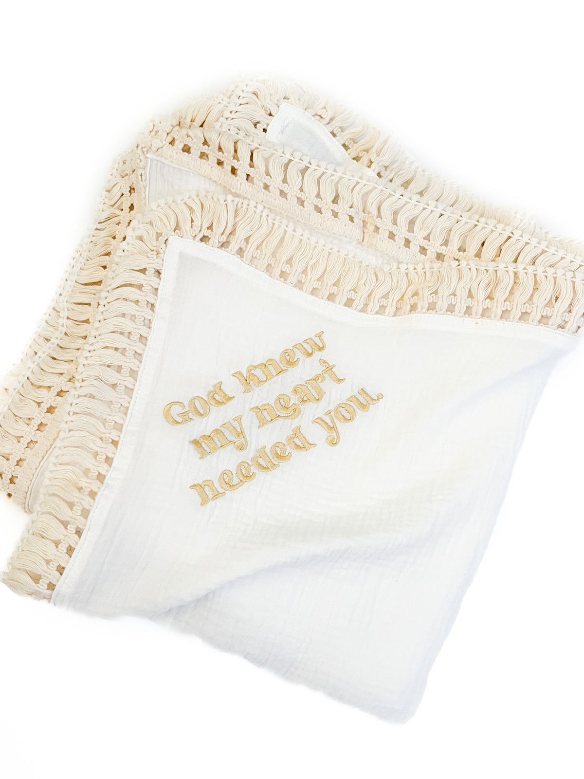 God Knew My Heart Needed You Tassel Swaddle Blanket