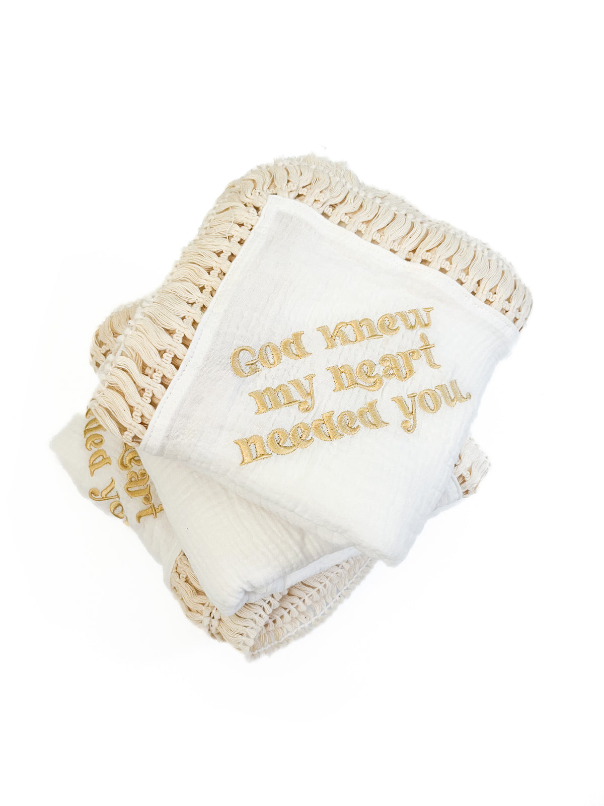 God Knew My Heart Needed You Tassel Swaddle Blanket