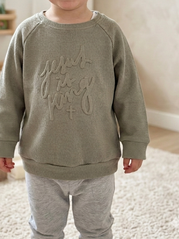 Jesus is King Waffle Crewneck