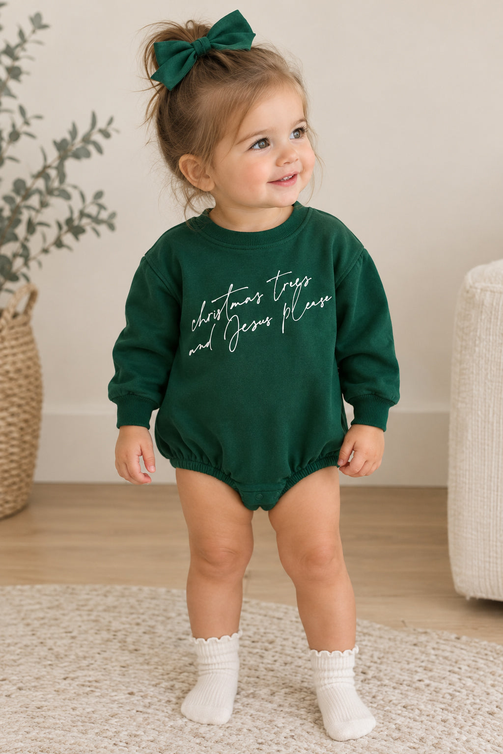Christmas Trees & Jesus Please Bubble Jumpsuit