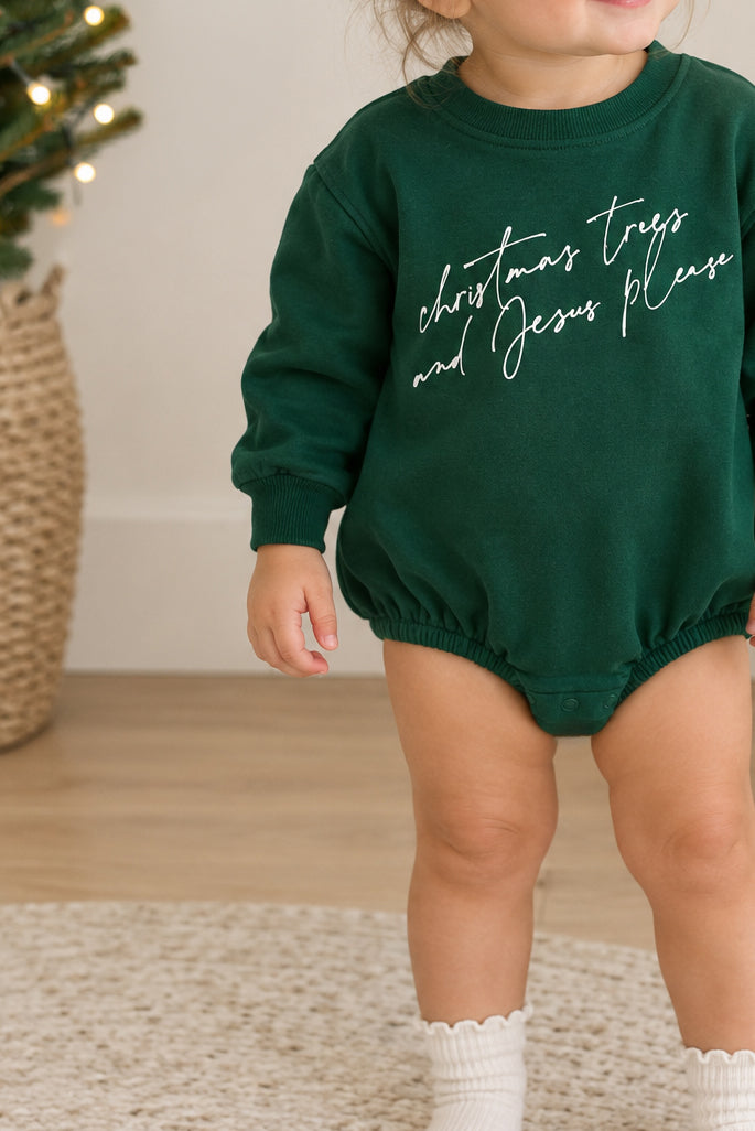 Christmas Trees & Jesus Please Bubble Jumpsuit