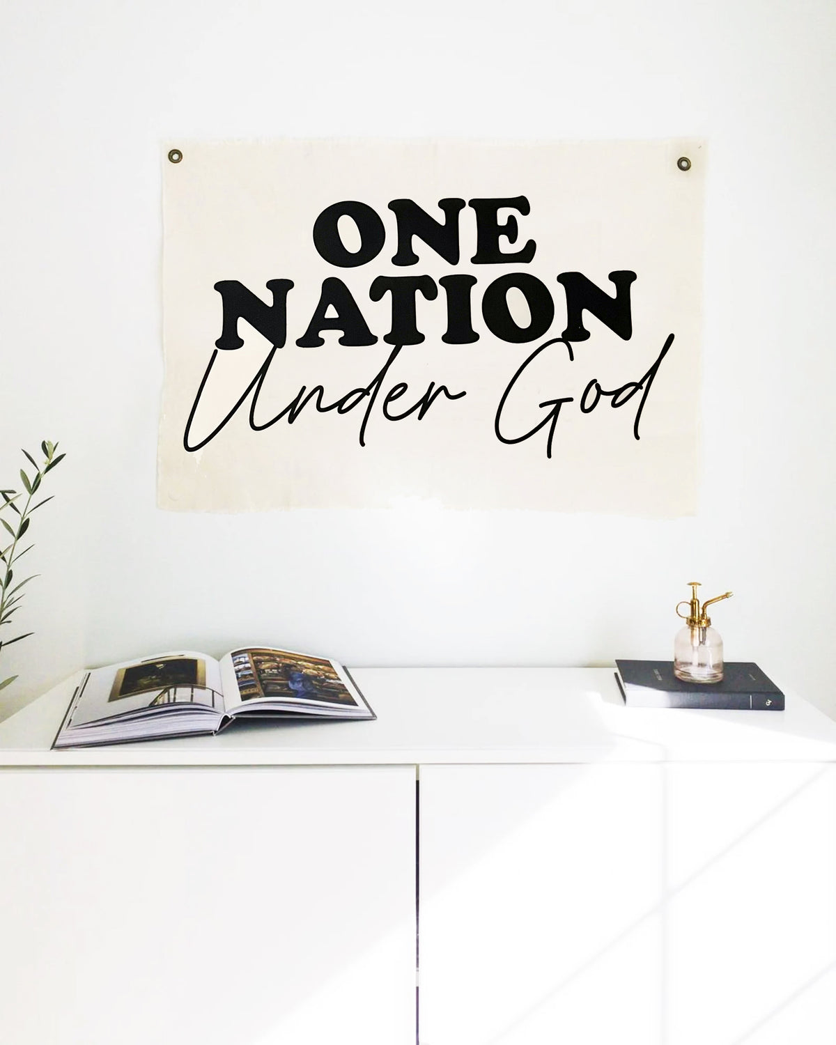 One Nation Under God Canvas Flag