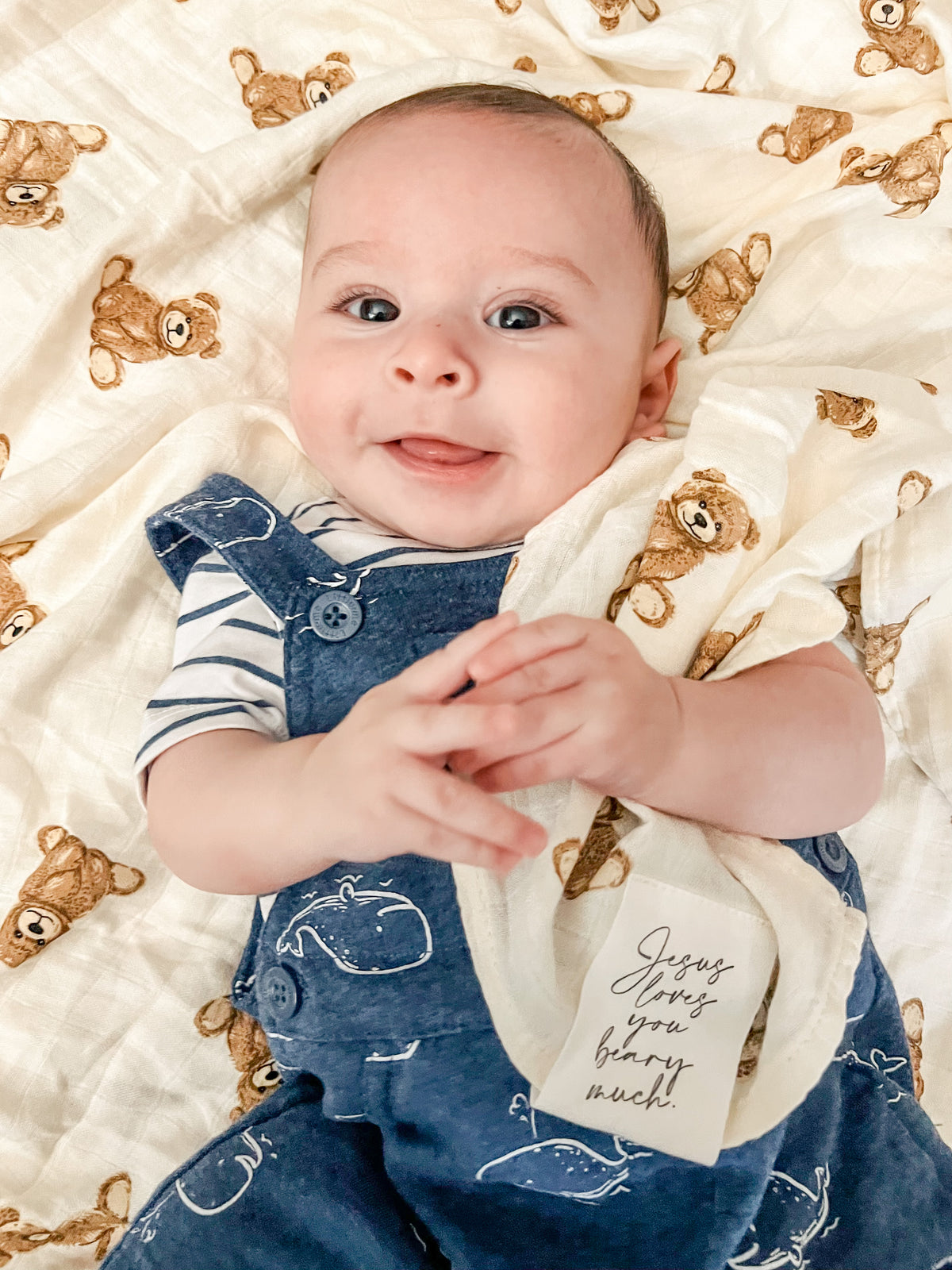 Jesus Loves You Beary Much Swaddle Blanket