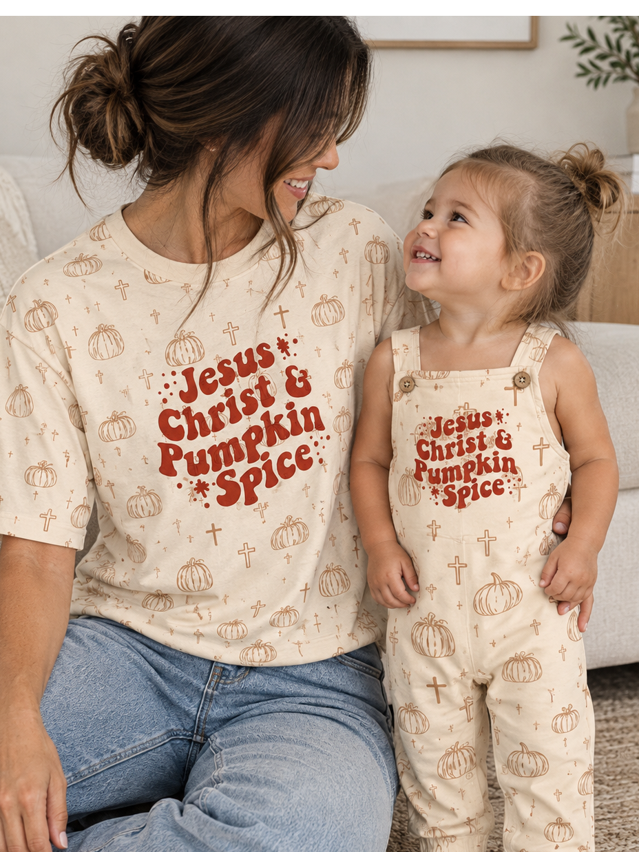 Jesus Christ & Pumpkin Spice Overalls