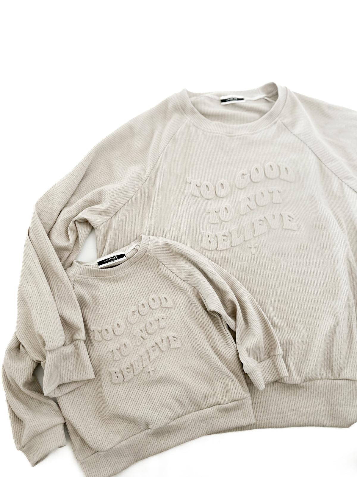 Too Good To Not Believe Waffle Womens Crewneck