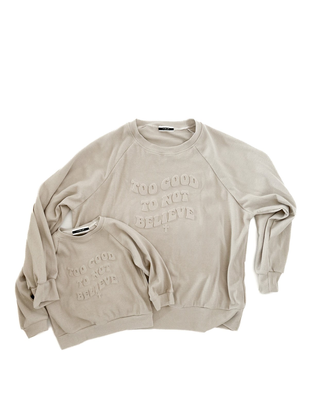 Too Good To Not Believe Waffle Womens Crewneck