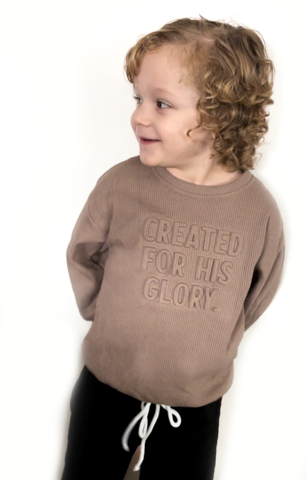 Created for His Glory Cinched Waffle Toddler Sweater