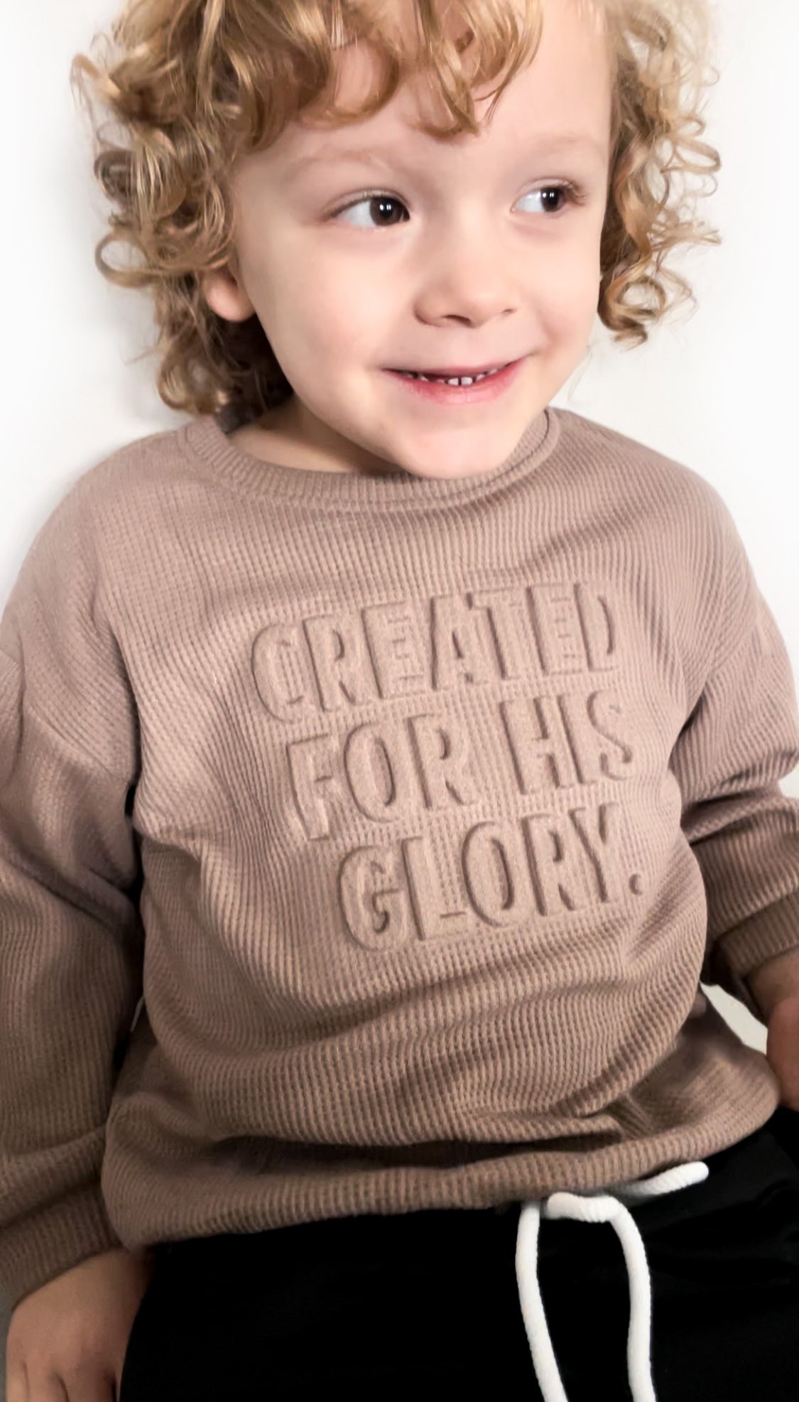 Created for His Glory Cinched Waffle Toddler Sweater