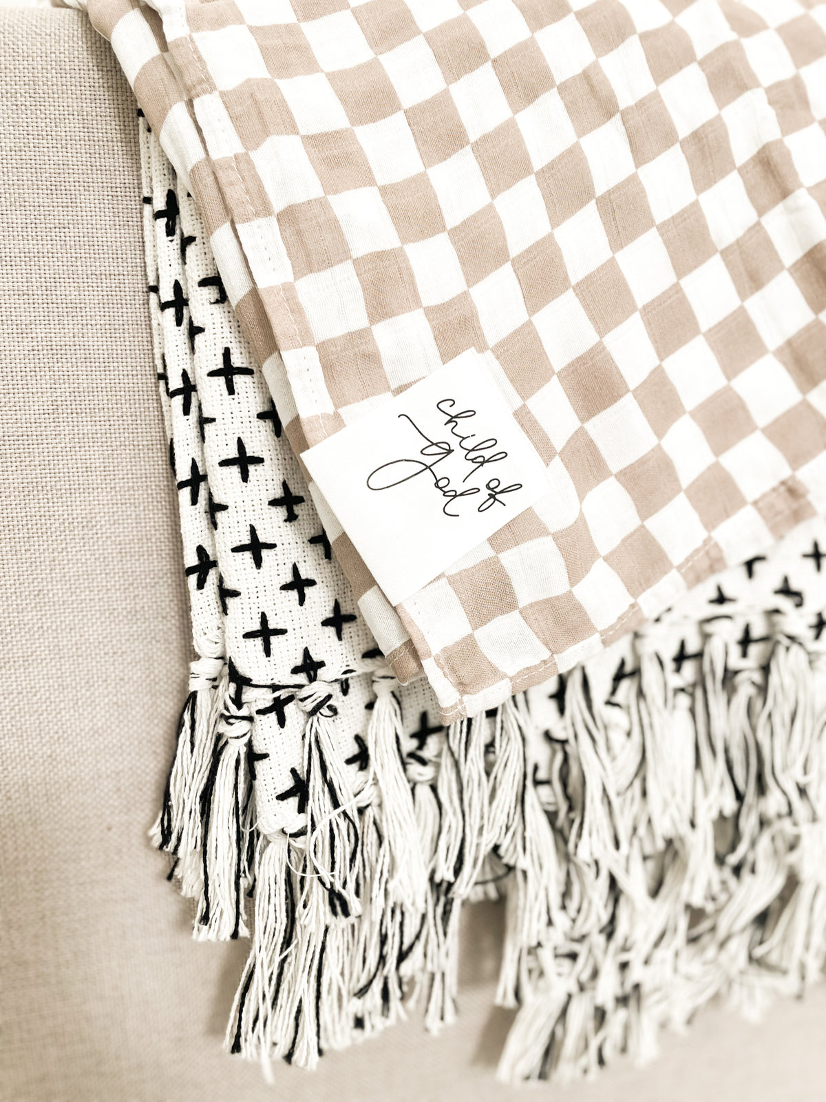 Child of God Checker Swaddle Blanket