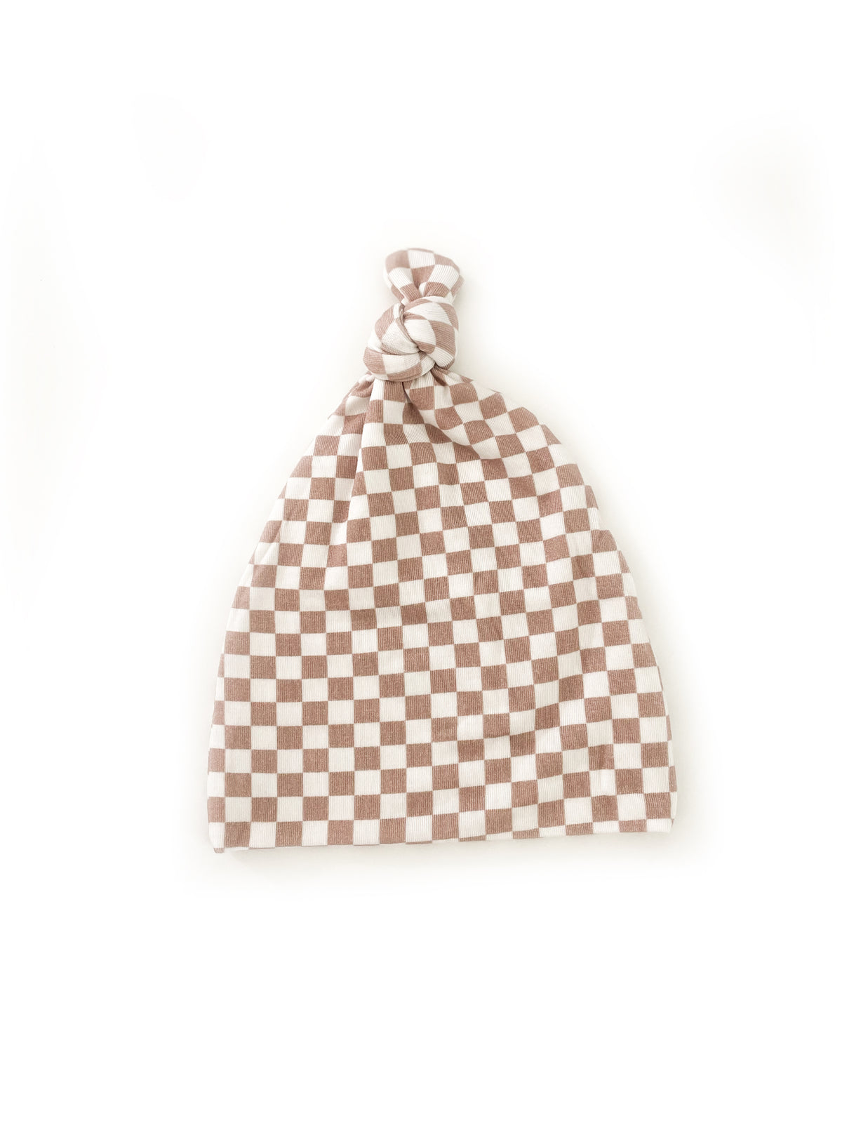 Checker Topknot Baby Beanie