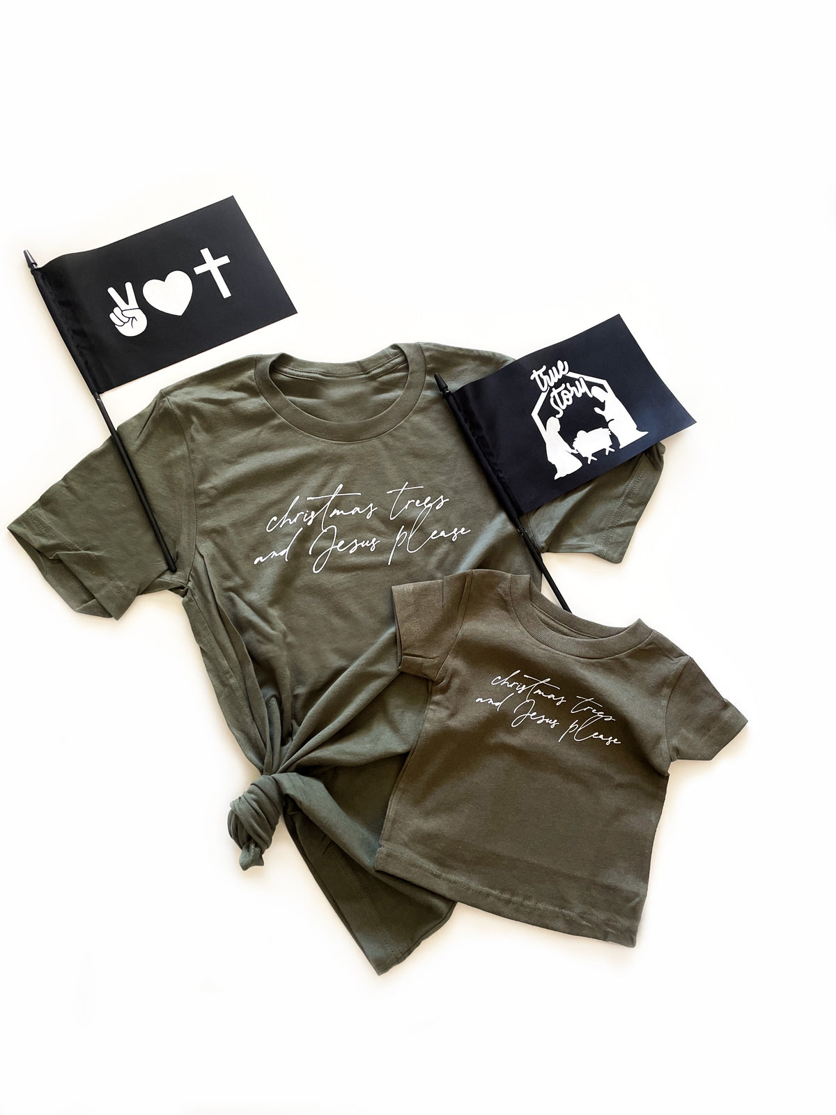 Christmas Trees and Jesus Please Adult Tee