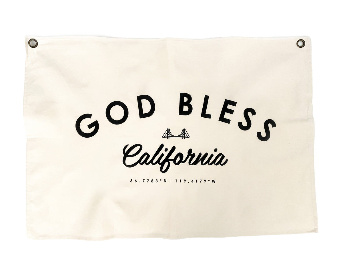 God Bless State Canvas Flag